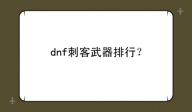 dnf刺客武器排行？