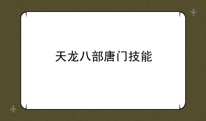 天龙八部唐门技能