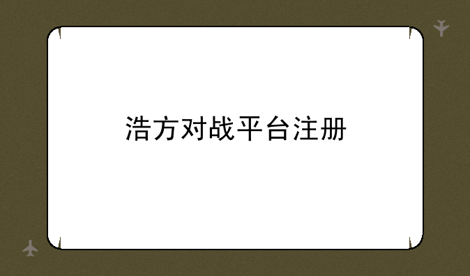 浩方对战平台注册