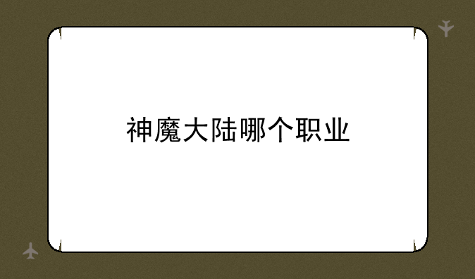 神魔大陆哪个职业
