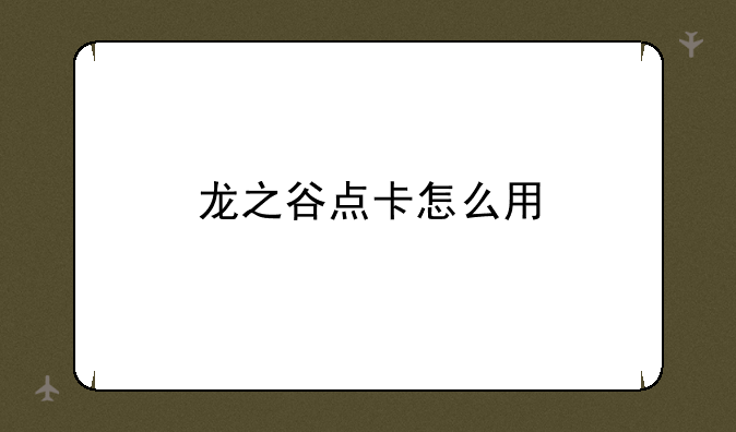 龙之谷点卡怎么用