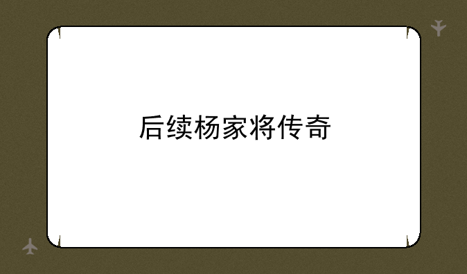 后续杨家将传奇
