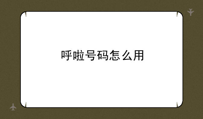 呼啦号码怎么用