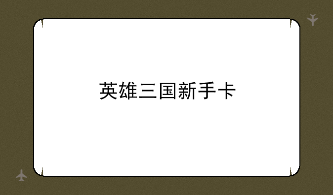英雄三国新手卡