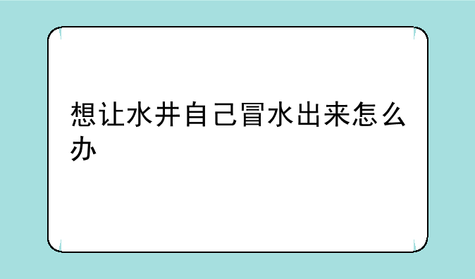 想让水井自己冒水出来怎么办