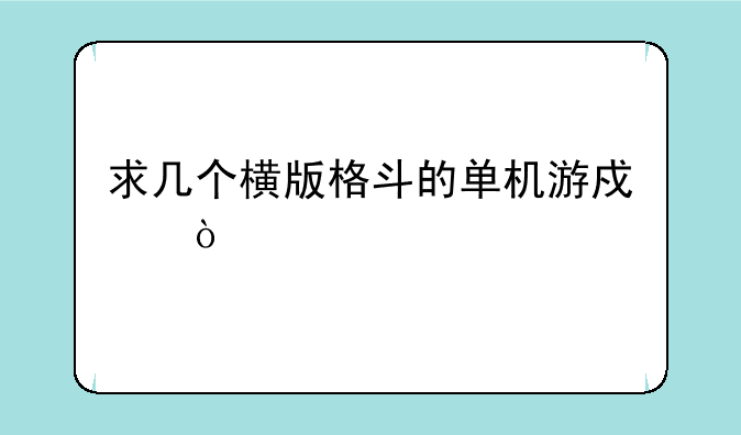 求几个横版格斗的单机游戏？