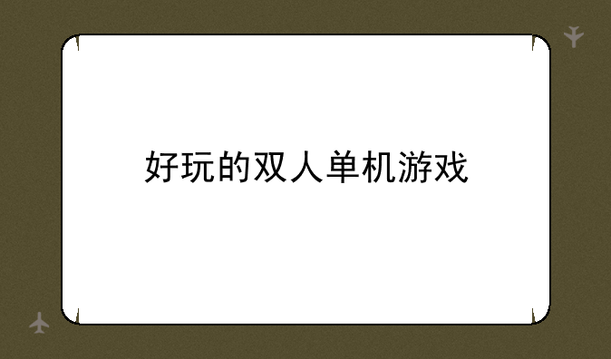 好玩的双人单机游戏