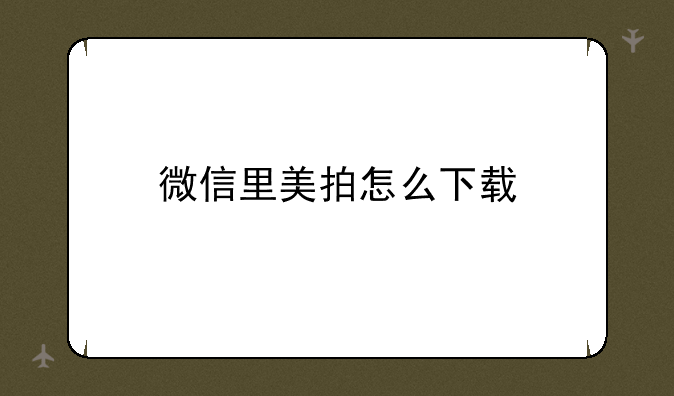 微信里美拍怎么下载