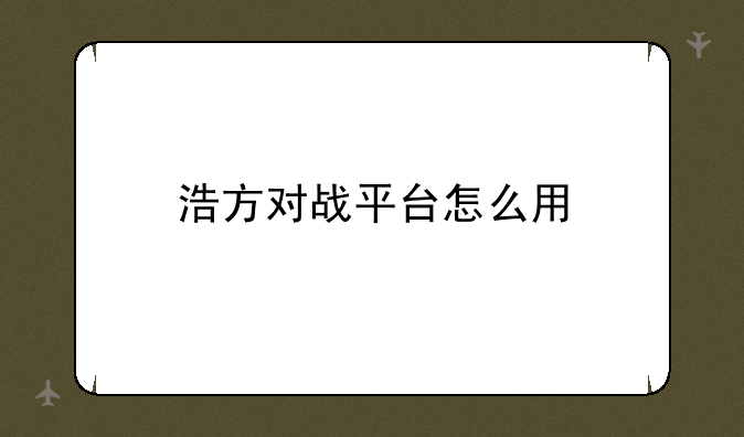 浩方对战平台怎么用