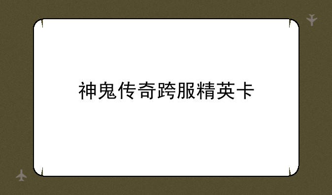 神鬼传奇跨服精英卡