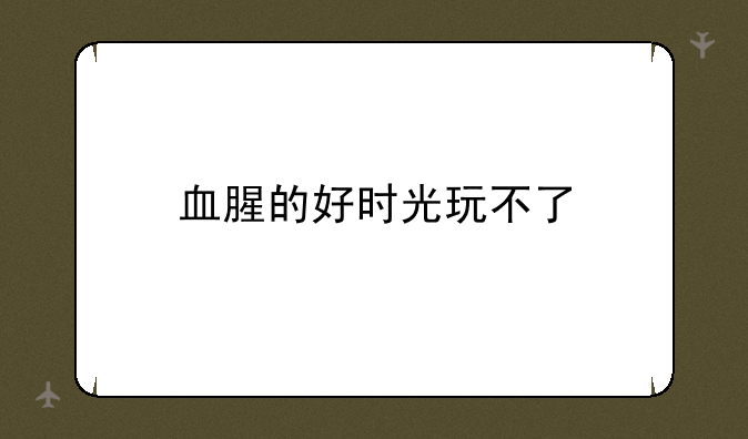 血腥的好时光玩不了