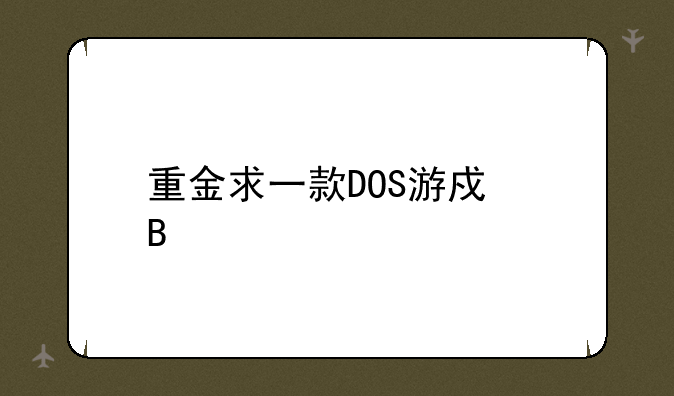 重金求一款DOS游戏名