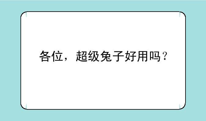 各位，超级兔子好用吗？