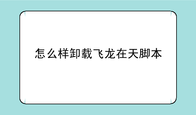 怎么样卸载飞龙在天脚本