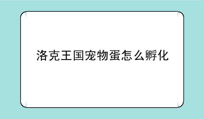 洛克王国宠物蛋怎么孵化