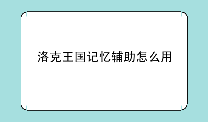 洛克王国记忆辅助怎么用