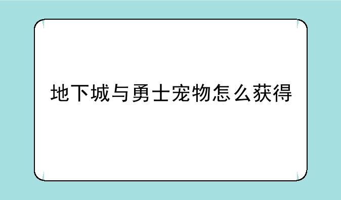 地下城与勇士宠物怎么获得