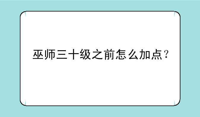 巫师三十级之前怎么加点？