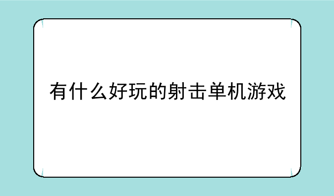 有什么好玩的射击单机游戏