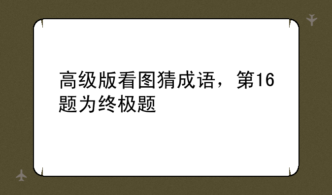 高级版看图猜成语，第16题为终极题