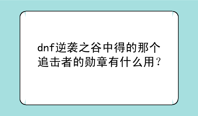 dnf逆袭之谷中得的那个追击者的勋章有什么用？