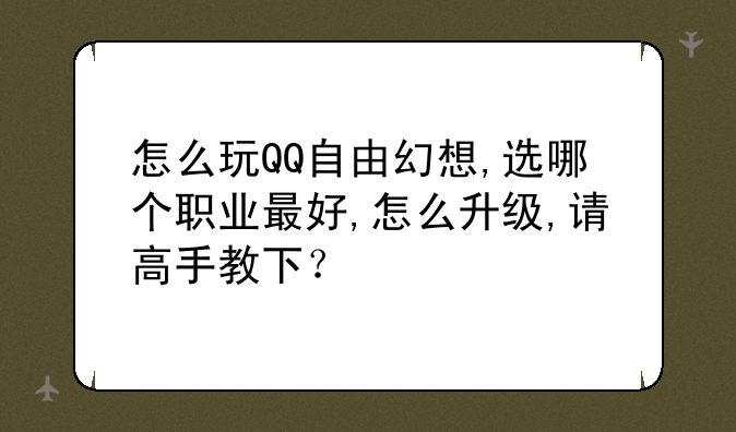 怎么玩QQ自由幻想,选哪个职业最好,怎么升级,请高手教下？