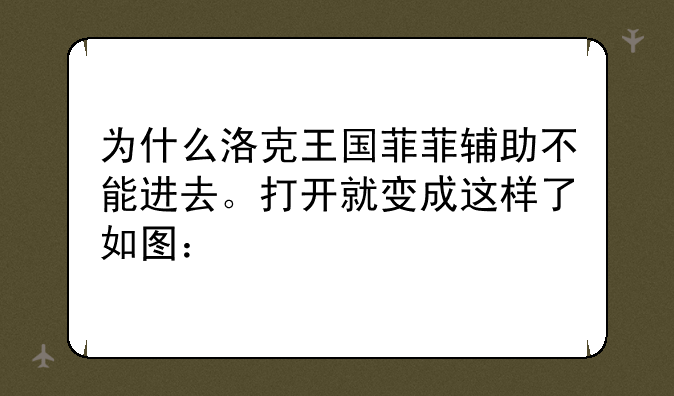 为什么洛克王国菲菲辅助不能进去。打开就变成这样了如图：