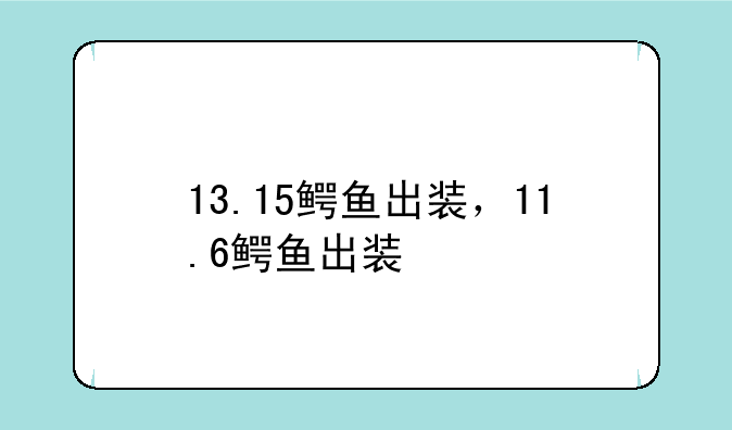 13.15鳄鱼出装，11.6鳄鱼出装