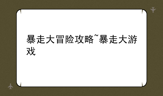 暴走大冒险攻略~暴走大游戏