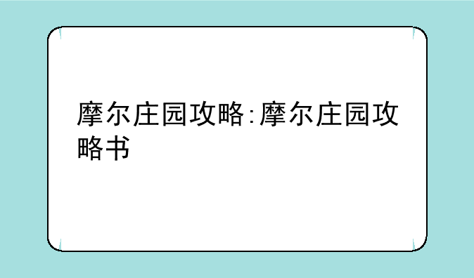 摩尔庄园攻略:摩尔庄园攻略书