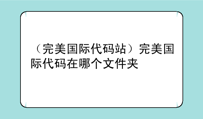 （完美国际代码站）完美国际代码在哪个文件夹