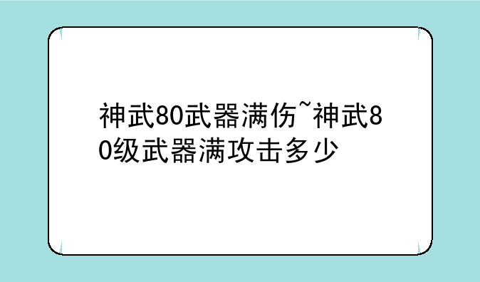神武80武器满伤~神武80级武器满攻击多少