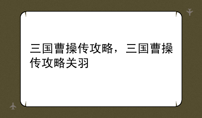 三国曹操传攻略，三国曹操传攻略关羽