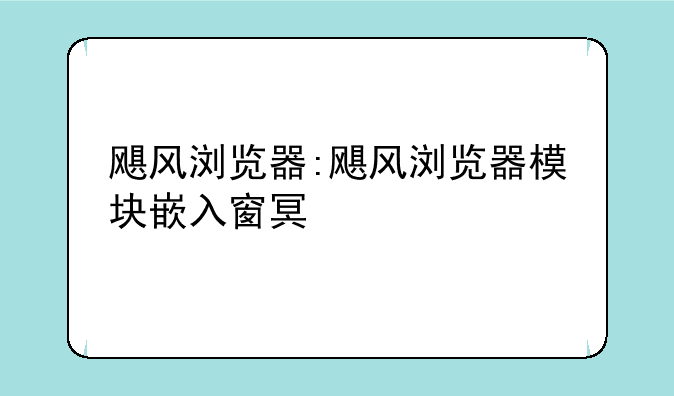 飓风浏览器:飓风浏览器模块嵌入窗口