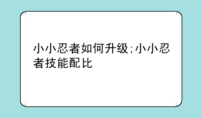 小小忍者如何升级;小小忍者技能配比