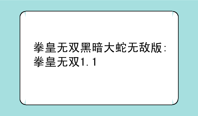 拳皇无双黑暗大蛇无敌版:拳皇无双1.1